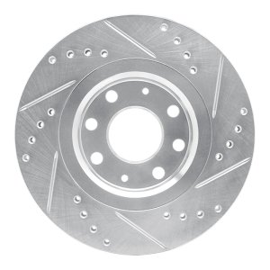 Chevrolet AVEO Brake Rotor (1) - Front Left - R1 Concepts - Drilled & Slotted - Silver - `04-`17